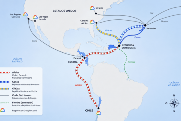 Google anuncia cable submarino que conectará a Chile con Panamá y República Dominicana